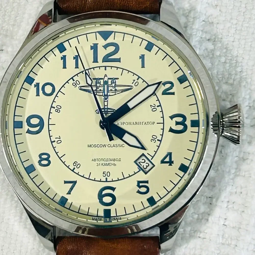 Moscow Classic Aeronavigator 47mm Cream Blue Dial 330/1000 Vostok 2416 31 Jewel